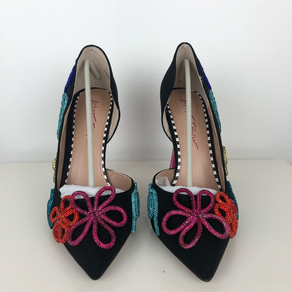 Betsey Johnson Kimara Rhinestone Doodle Embellished Pump Artistic Heels - Picture 3 of 13